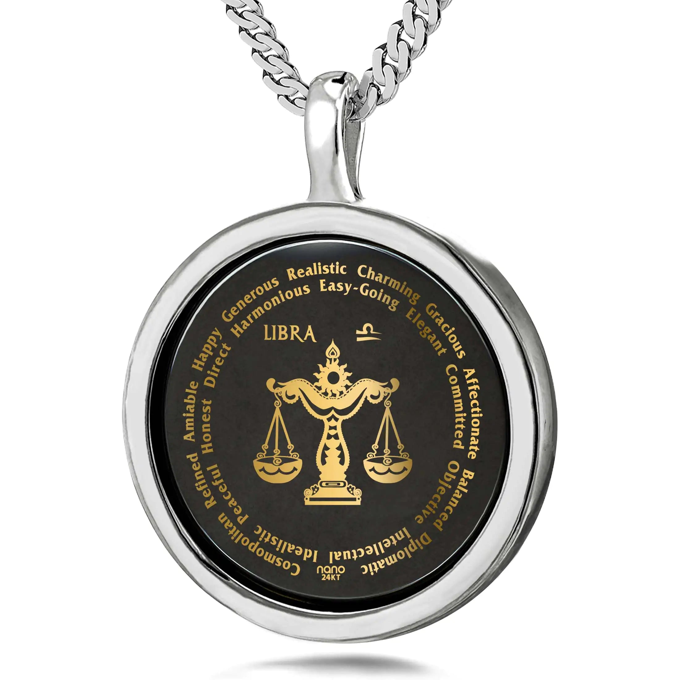 Libra Zodiac Necklace 24K Gold Inscribed