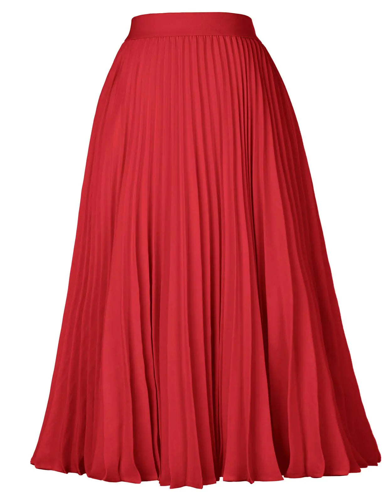 Women’s High Elastic Waist Pleated Midi Skirt