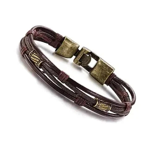 Gemini Twin Leather Bracelets with Antique Finish