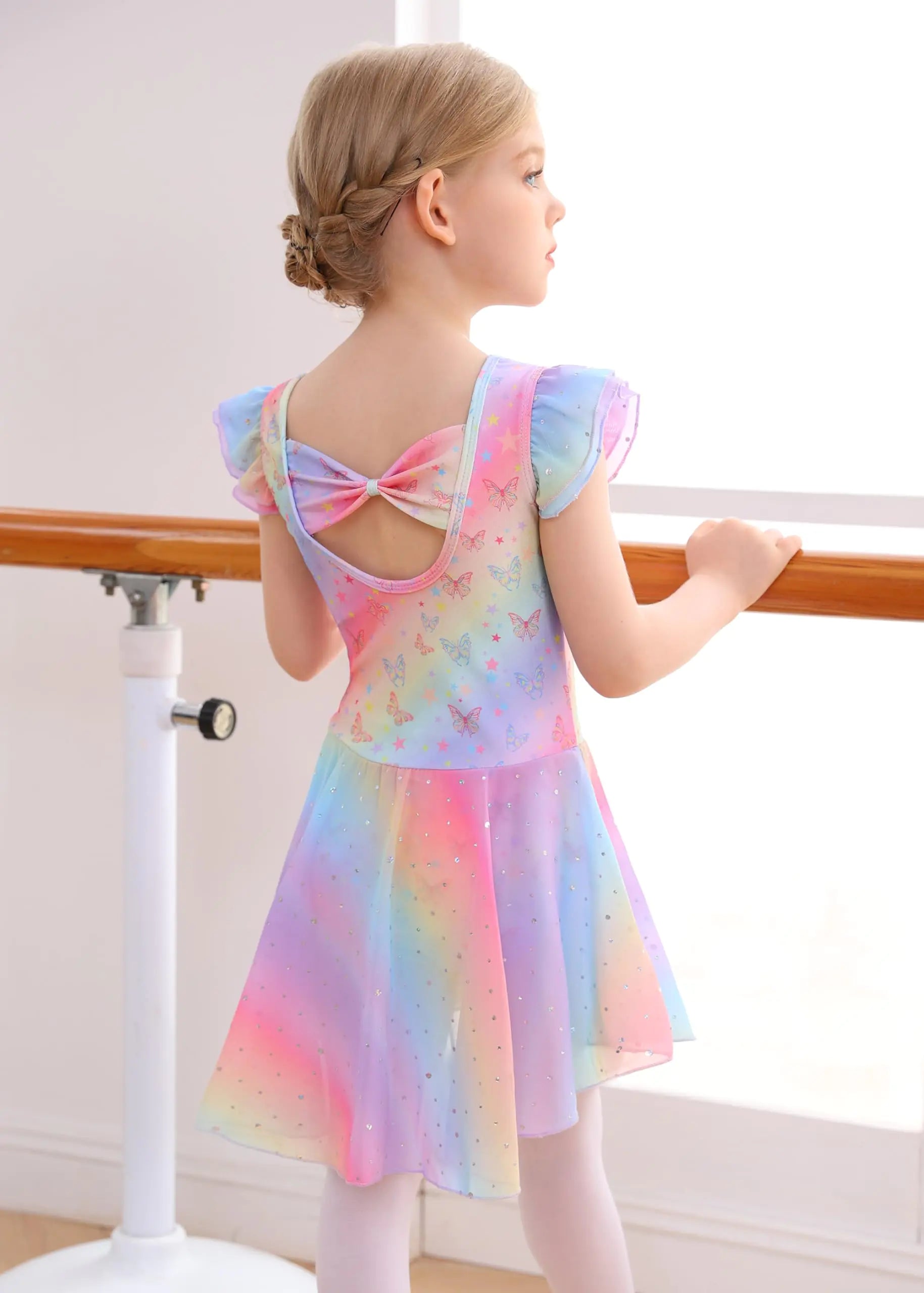 Ballet Leotard with Skirt Rainbow Butterfly