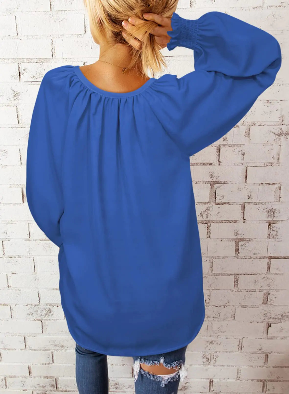 Women’s Smocked Long Sleeve Chiffon Blouse