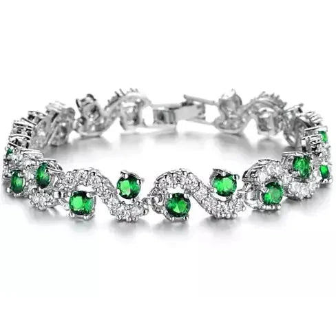 Diamond Crystal Bracelets In White Gold Plating