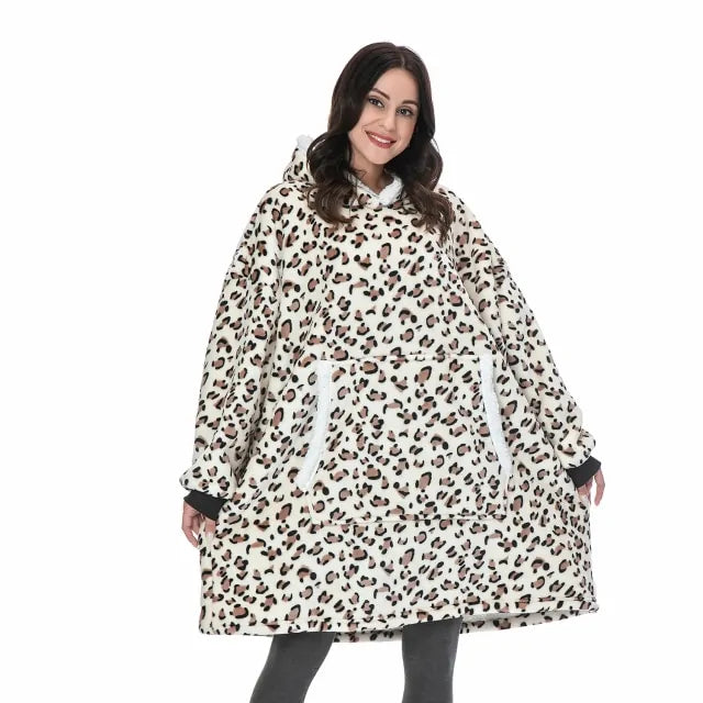 Buy leopard Women Oversized Warm Winter Hoodies