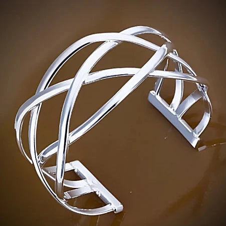 XO Cuff Style Bracelets polished in Silver